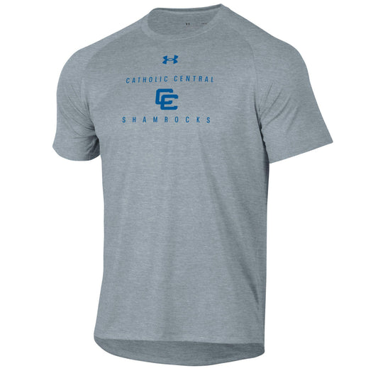 Under Armour Tech Tee- True Gray Heather