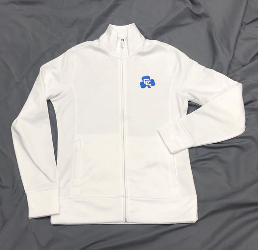 White Full Zip w/Shamrock and Cross